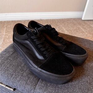 Vans Old Skool Stackform Suede Black Low-Top Platform Sole Skate Sneakers